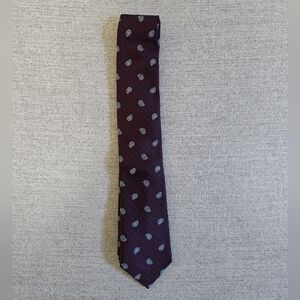 Jos A. Bank burgundy/white/navy paisley-print tie.